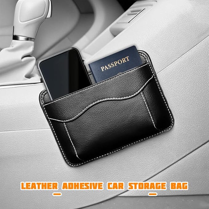 Car Seat Side Pocket Organizer, PU Leather Mini Vehicle Phone Holder Storage Bag, Automotive Interior Tray Pouch Seat Gap Filler Accessories, Universal for SUV Sedan Truck (Black) - Image 6