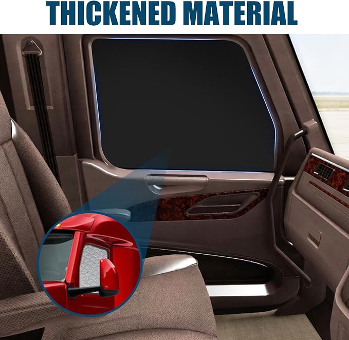 2 Pcs Side Window Sun Shade for Peterbilt 579 567 14-26 | Fits 579 (2022-2026) & 567 Semi Truck Day Cab Sleeper, 6-Layer 210T Heat Blocker, Blackout Privacy Cover, Foldable - Image 4