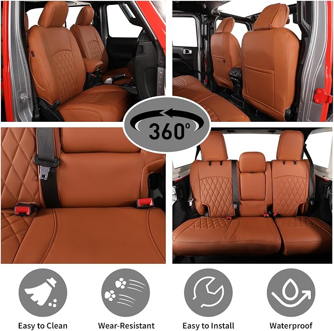 EKR Car Seat Covers for Subaru Forester 2014-2018(Only Base),Full Set | Custom Fit for Subaru Forester 2014-2018 Base Only,Airbag Compatible,Easy Clean,Faux Leather(Brown) - Image 2