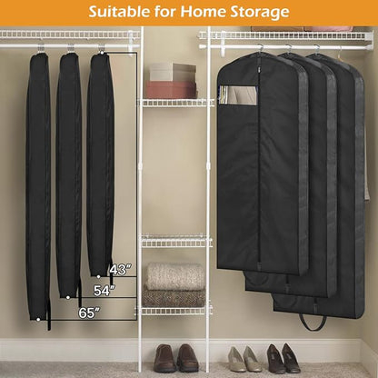 MISSLO 43" Mens Garment Bags for Travel Waterproof Suit Bags for Closet Storage for Shirts, Jackets, Coats, Black, 2 Packs - Image 4
