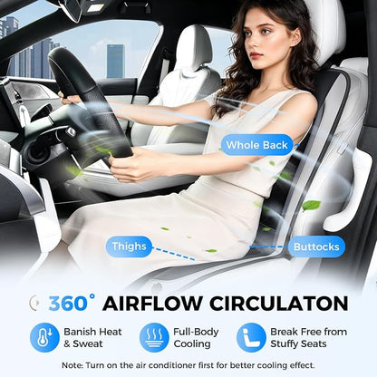 Coverado Cooling Car Seat Cover, 12V-24V Ventilated Front Seat Cushion for Car, 3-Speed Adjustable Seat Cover for Summer Driving Seat, Universal Fit for Car SUV Truck Van - Image 3