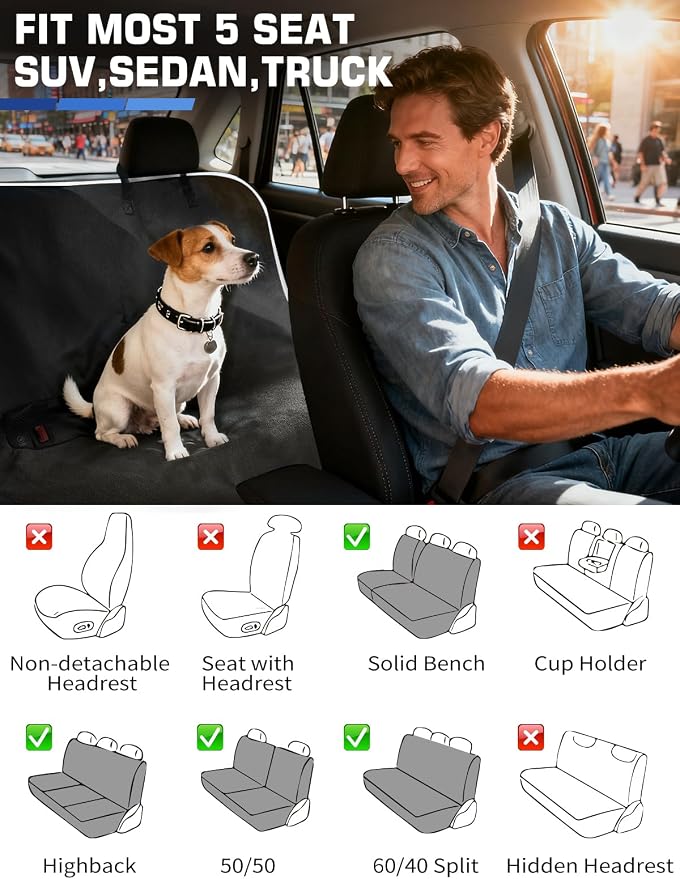 1160g Heavy Duty Towel Car Seat Cover, Sweatproof Absorbent Microfiber Rear Seat Protector for Gym Beach Athletes, Universal Fit Waterproof Back Seat Mat for Sedans SUV Minivans(Black,1PC) - Image 7