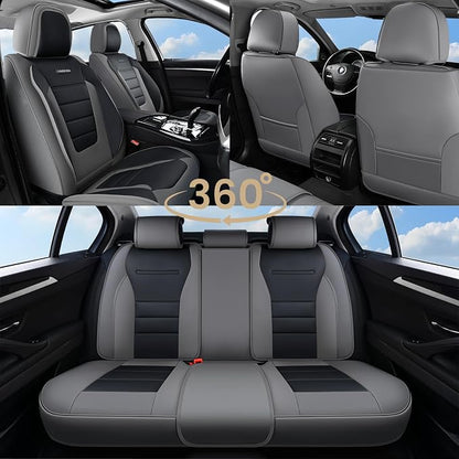 Coverado Car Seat Covers Front, Seat Covers for Cars, Waterproof 2-Pack Car Seat Cushions, Leather Carseat Seat Protectors, Universal Seat Covers Fit for Most Sedans SUV Pick-up Trucks(Gray&Black) - Image 8