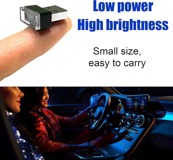 2 PCS USB LED Car Interior Atmosphere Lamp, Portable Mini LED Night Light, Plug-in USB Interface Trunk Ambient Lighting Kit, Universal Interior Car Accessories (Blue) - Image 6