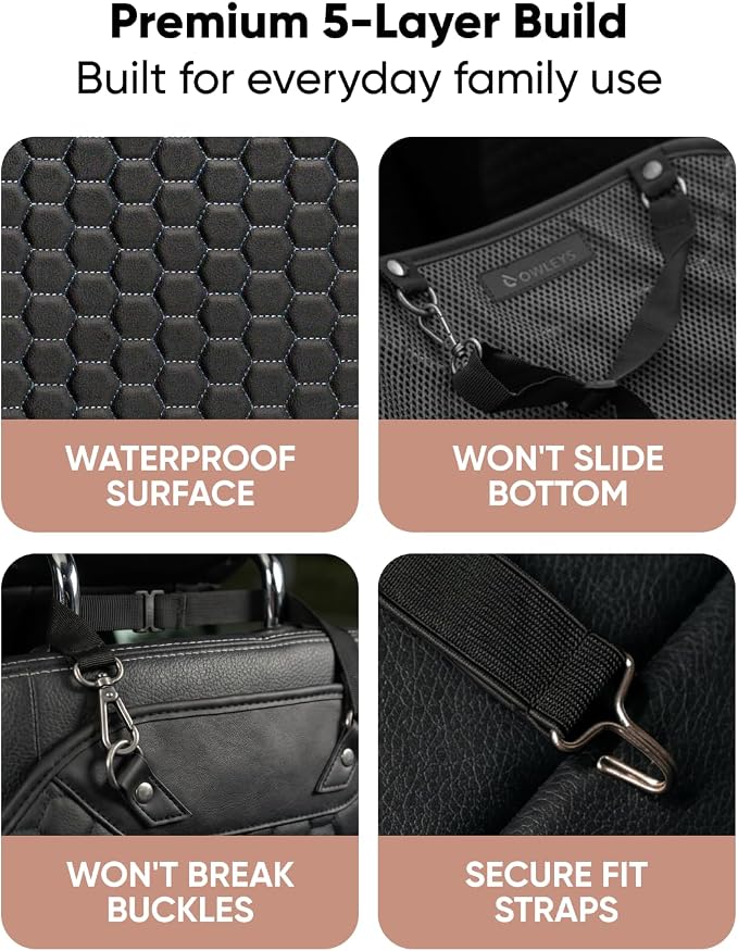 Kick Mat Back Seat Protector - Car Back Seat Cover for Kids Feet - Waterproof & Sturdy Protector for Upholstery from Dirt, Mud, Scratches and Stain (Black Set) - Image 4