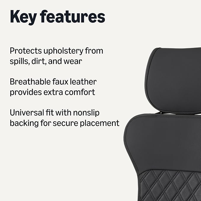 Amazon Basics Front Car Seat Covers, Breathable Faux Leather, Universal Seat Protectors, 2-Pack - Image 2