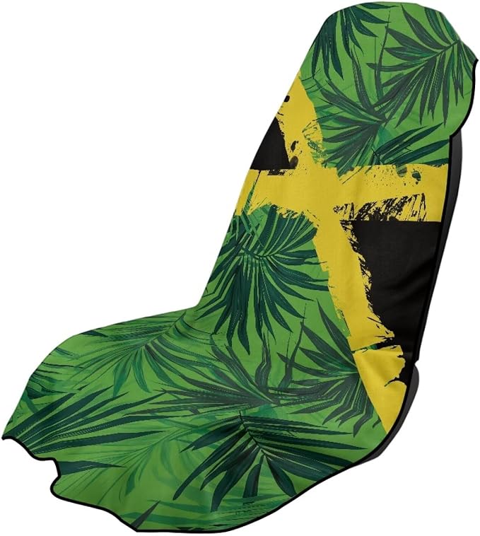 SEANATIVE Car Seat Towel Covers with Storage Bag Seat Post Workout Sweat Washable Cover for Car Towel for Dog Pet Workout Outdoor Sport Activities, Jamaica Palm Print by SEANATIVE