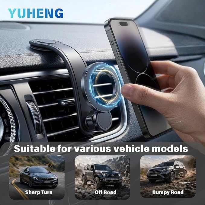 Car Phone Holder for MagSafe, Adhesive Dashboard Mount with Bendable Arm | Strong N52 magnetic hold,one-hand use,commuting, road trips, rideshare and delivery driving,fits most 4–7" phones - Image 8