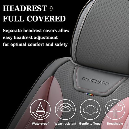 Coverado Car Seat Covers, Front Covers for Cars, Car Seat Cover Front Seats, Automotive Seat Cover, Waterproof, Leather Car Seat Cushion, Universal Interior Seat Protectors for Most Cars - Image 4