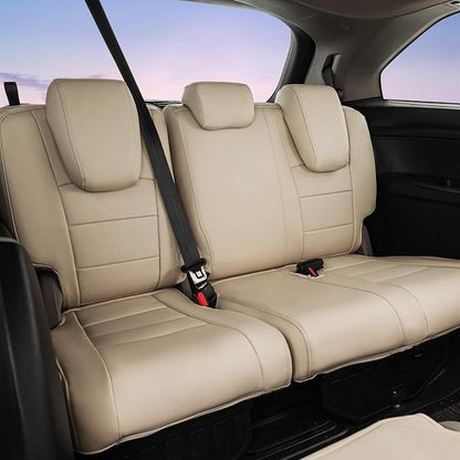 Full Set Car Seat Covers for Honda Odyssey 2005-2010,8-Seater,Faux Leather | for EX,EX-L,Touring,2nd Row 40/20/40 Split Seat,Waterproof Seat Protector,Fit Like A Glove(Beige) - Image 3