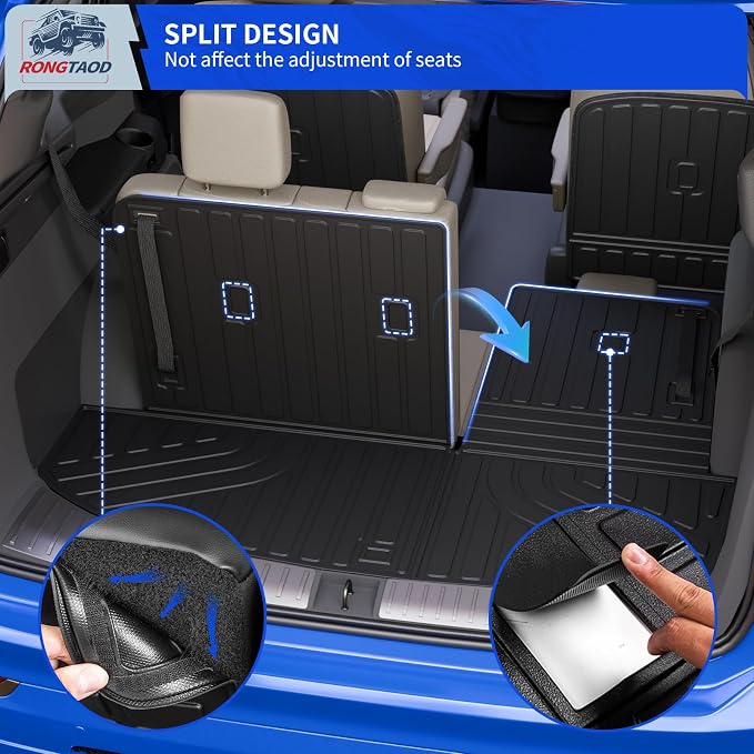 Rongtaod Floor Mats Set 5pcs for 2026 Hyundai Palisade Gas 7 Seats | Cargo Mat Trunk Mat Cargo Liner TPE All Weather Back Seat Protector Palisade Accessories - Image 7
