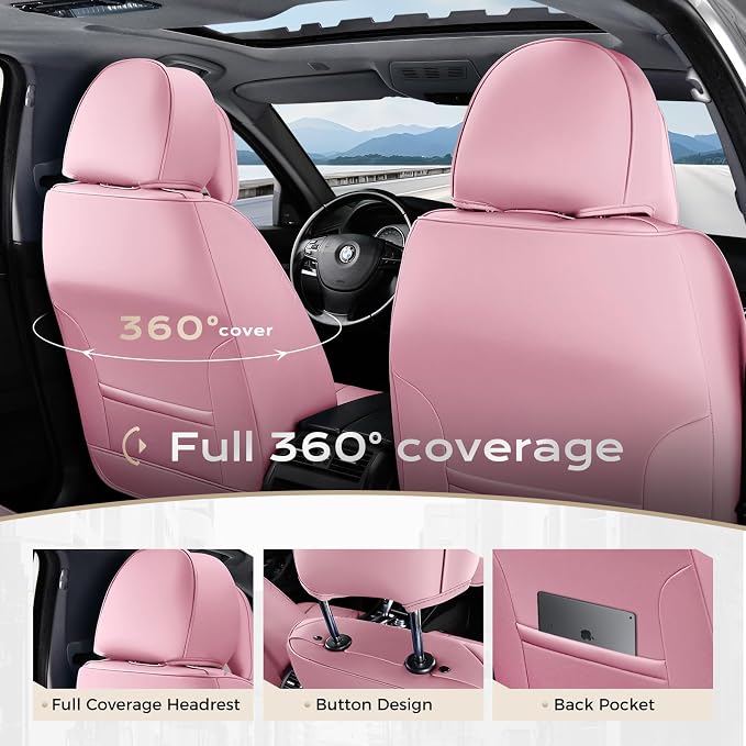 Coverado Car Seat Covers, Seat Covers for Cars, Waterproof Leather Auto Seat Protectors, Leather Car Seat Cushion, Car Interiors Accessories Universal Fit for Most Cars - Image 9