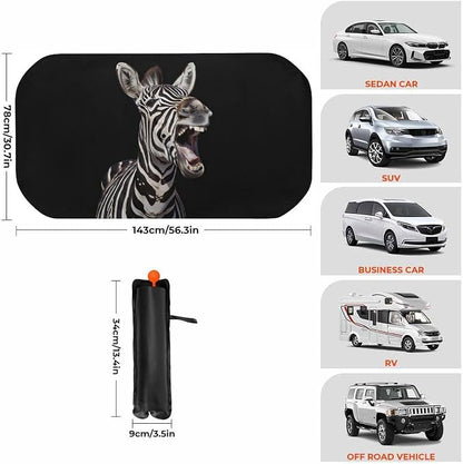 Funny Zebra Car Windshield Sun Shade Foldable Umbrella Auto Sunshade for Car Truck SUV-Blocks Sun Visor Protector-Keeps Your Vehicle Cool - Image 3