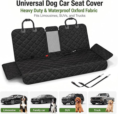 Ekisemio Dog Car Seat Cover for Back Seat, Waterproof 600D Oxford Pet Seat Protector for Cars SUVs Trucks, Heavy Duty Non-Slip Rear Bench Cover, Machine Washable Scratchproof - Black - Image 6