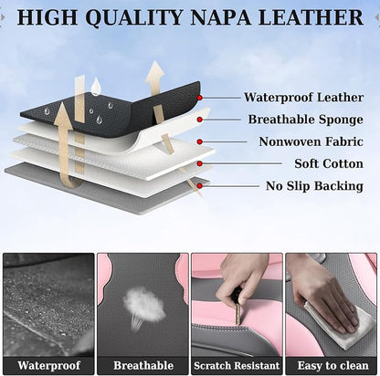 Coverado Car Seat Covers, Front Covers for Cars, Car Seat Cover Front Seats, Automotive Seat Cover, Waterproof, Leather Car Seat Cushion, Universal Interior Seat Protectors for Most Cars - Image 5