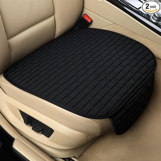 Black Linen Car Seat Covers Front Seats 2 Pcs Seat Covers for Car Truck SUV | Front Seat Covers with Storage Pocket, Bottom Auto Seat Cushion Pad Mat for Most Vehicles by XINGSILUC