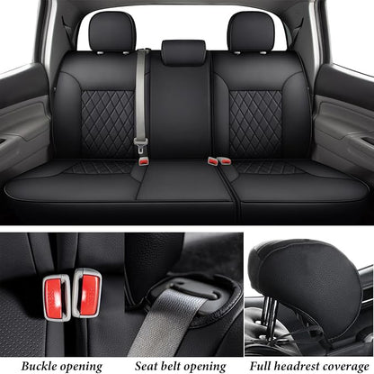 Coverado Tacoma Seat Covers Full Set, Faux Leather Car Seat Covers Custom Fit for 2005-2023 Toyota Tacoma Double & Crew Cab SR SR5 Limited TRD Sport/Pro/Off Road Toyota Tacoma Accessories (Black) - Image 3