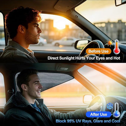 XCBYT Car Window Shades for Driver Side, Magnetic 2 Pack | Universal Fit, Sun & Glare Protection, Rearview Mirror Safe Partial Protection, Heat Reduction, For SUV, Truck - Image 4