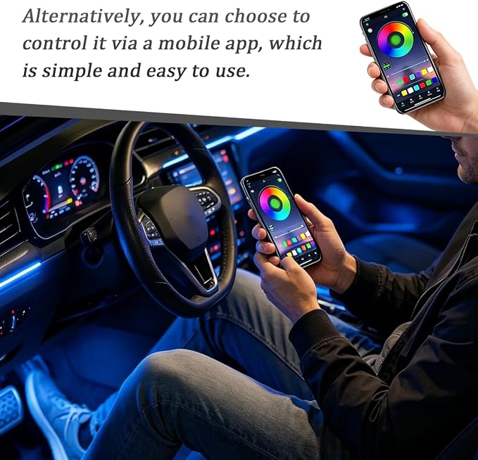 Car Interior LED Light with Wireless Remote & APP Control, Vehicle Under Dash Footwell Light with Music Sync Mode, USB Port Automotive Inside Ambient Strip Lighting, Universal Fit (36 LED) - Image 5