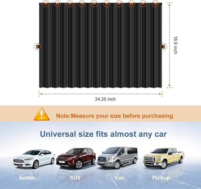 Magnetic Car Privacy Curtains, 4Pack Car Window Shades for Side Window | Magnetic Car Window Shade,Magnetic Window Blinds,Car Blackout Window Covers for Baby,Sleeping,Changing Clothes,Camping - Image 2