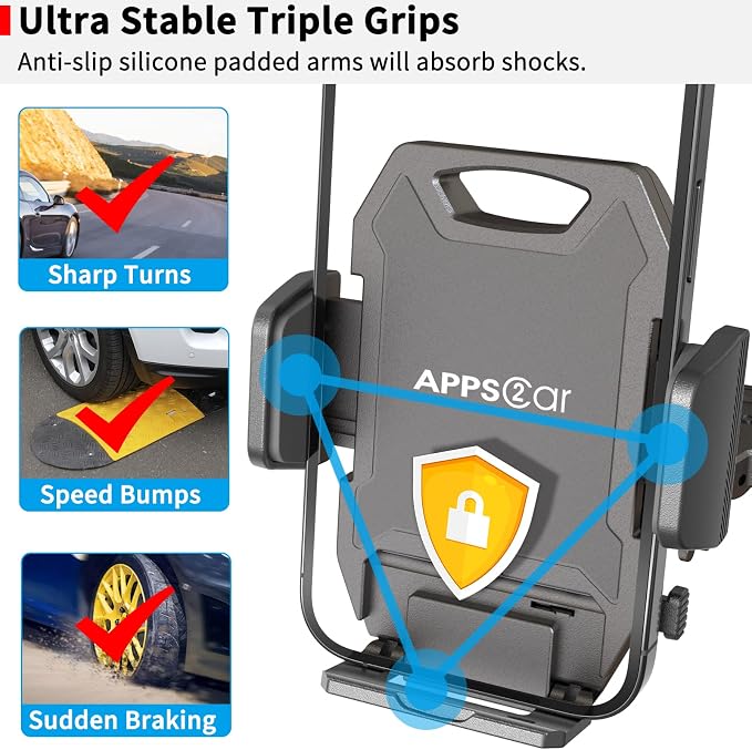 APPS2Car Sturdy CD Slot Phone Mount with One Hand Operation Design | Hands-Free Car Phone Holder, 360° Rotation, Easy Removal, Universally Compatible with All iPhone & Android Phones Smartphone - Image 7