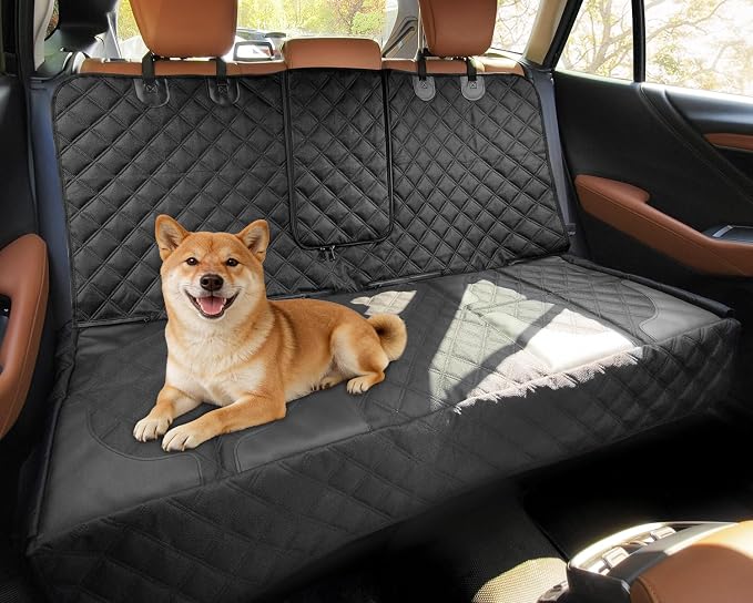 Pet Bench Seat Covers for Mid-Size Sedans and SUVs, Heavy Duty Nonslip Car Seat Protector for Child Car Seat, Waterproof Back Seat Covers for Dogs and Kids, Armrest & Seatbelt Access(Black) by Unknown