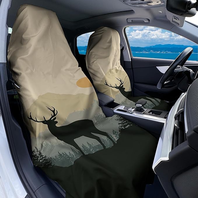 2 Pack Car Towel Seat Covers with Storage Bag, Multifunctional Towel for Gym Outdoor Sport, Picnic, Beach, Pet Dog Travel,Non-Slip Washable Car Seat Protector (Elk and the Sun) - Image 2