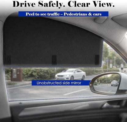 Wolfcar Car Window Shades for Front Side Windows, 2-in-1 Magnetic Detachable Car Window Covers with Hook-and-Loop, Keeps Side Mirrors Clear, Blocks UV & Glare, Car Curtains for SUV/Truck, 2 Pcs - Image 2