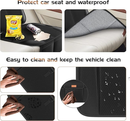 SMART ELF Backing Backseat Car Organizer Kick Mat with Storage Pockets | Waterproof 600D Baby Car Seat Protector for Leather and Fabric, Universal Size Baby/Pets for Child Car Seat - Thick Padding - Image 6