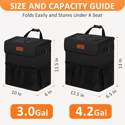 Vankor Car Trash Can with Lid Leak Proof Car Accessories for Women | 4.2 Gallon Cute Hanging Car Trash Bin for Men Car Truck Vehicle Sedan SUV Interior Automotive Garbage Cans, Black - Image 7