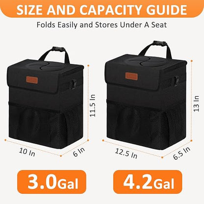 Vankor Car Trash Can with Lid Leak Proof Car Accessories for Women | 4.2 Gallon Cute Hanging Car Trash Bin for Men Car Truck Vehicle Sedan SUV Interior Automotive Garbage Cans, Black - Image 7