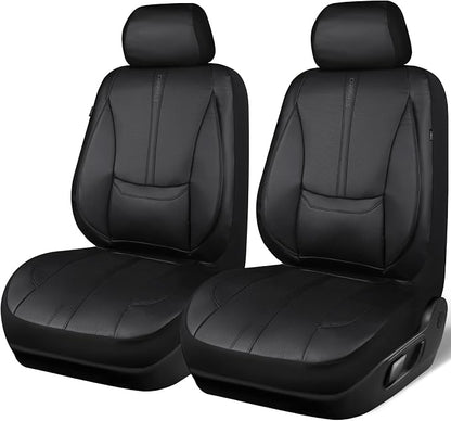 CAR PASS Nappa Leather Car Seat Covers, Water Resistant 3D Foam Faux Leather Seat Covers, Lumbar Support Automotive Seat Covers 2 Front Seats, Comfort & Universal Fit for Cars SUV Truck, Solid Black - Image 7