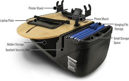 AutoExec AE-RMCD-PM-PS-11M Roadmaster Car Desk for Your Vehicle Workstation and Mobile Office, Natural with Phone Mount and Printer Stand | Vehicle Workstation, Mobile Office, Phone Mount, Printer Stand - Image 3