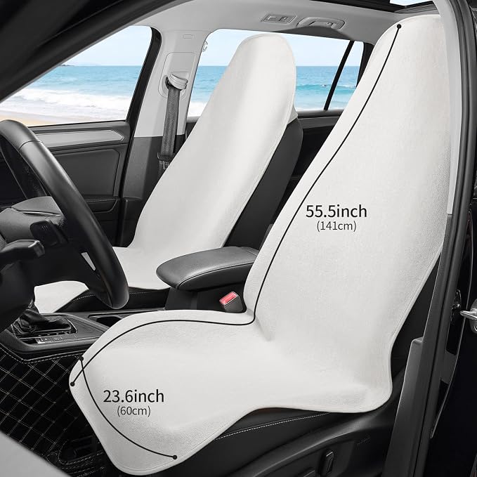 Waterproof Car Seat Cover Universal Fits Car Sweat Towel for Trucks SUV Van White Car Seat Protector Sweat Proof Protector Cloth Seats Pack of 1 - Image 6