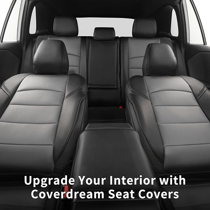 coverdream Full Set Leather Seat Covers for 2014-2019 Toyota Corolla L,LE,LE Eco Plus,LE Plus,Fully Covered,Airbag Compatible Waterproof Car Seat Protector (Black/Gray) - Image 3