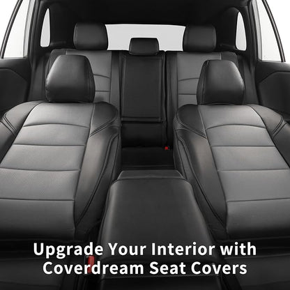 coverdream Full Set Leather Seat Covers for 2014-2019 Toyota Corolla L,LE,LE Eco Plus,LE Plus,Fully Covered,Airbag Compatible Waterproof Car Seat Protector (Black/Gray) - Image 3