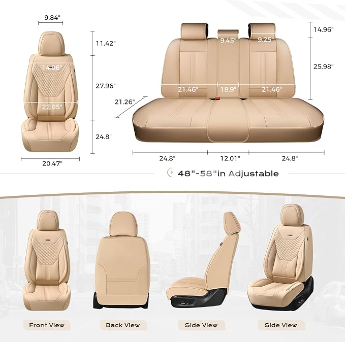 Coverado Car Seat Covers with Lumbar Support, Front Covers for Cars, Universal Automotive Seat Cover, Waterproof, Leather Car Seat Cushion, Interior Seat Protectors for Most Cars - Image 6