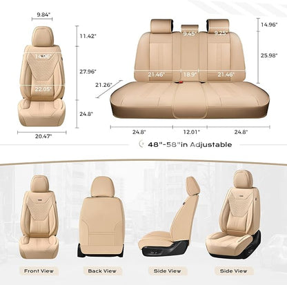 Coverado Car Seat Covers Full Set, Front Seat Covers with Lumbar Support and Back Seat Cover Waterproof Leather Automotive Seat Cover, Universal Car Interior Protectors Cushion for Most Cars - Image 7