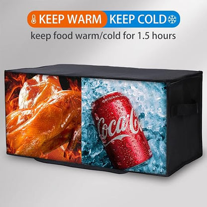 Bodaon 2-Pack Insulated Food Delivery Bag, 22" x 10" x 10" Insulated Pizza Delivery Bags for Hot/Cold Food, Black - Image 3