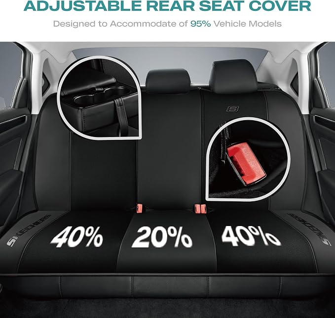 Skechers Car Seat Covers,GOGA Mat Oxford Cloth Seat Covers,Waterproof Car Seat Covers Full Sets,Automotive Universal Fit Seat Cover for Most Cars, Suvs, Trucks,Black - Image 3