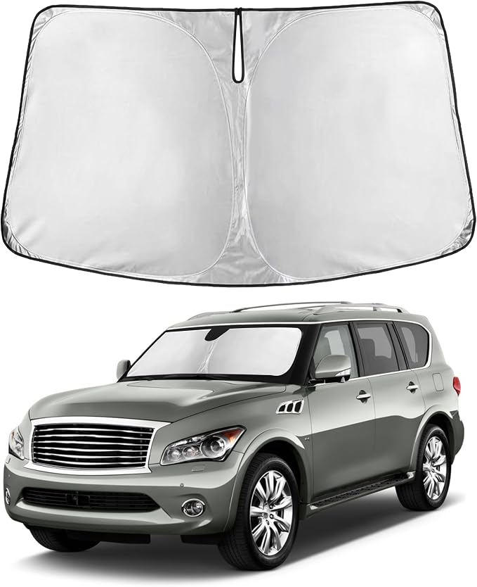 Autovir Windshield Sun Shade Fit for 2014-2022 2023 2024 Infiniti QX80 | Sunshade, Front Car Window Shades Sun Visor, Blocks UV Rays & Heat, Car Accessories by Autovir