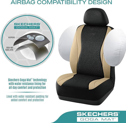 Skechers Car Seat Covers,Leather Seat Covers with GOGA Mat Technology,Waterproof Car Seat Covers Full Sets,Airbag Compatible,Comfort Universal Fit for Most Cars,Vans,Trucks,SUVs,Beige - Image 5