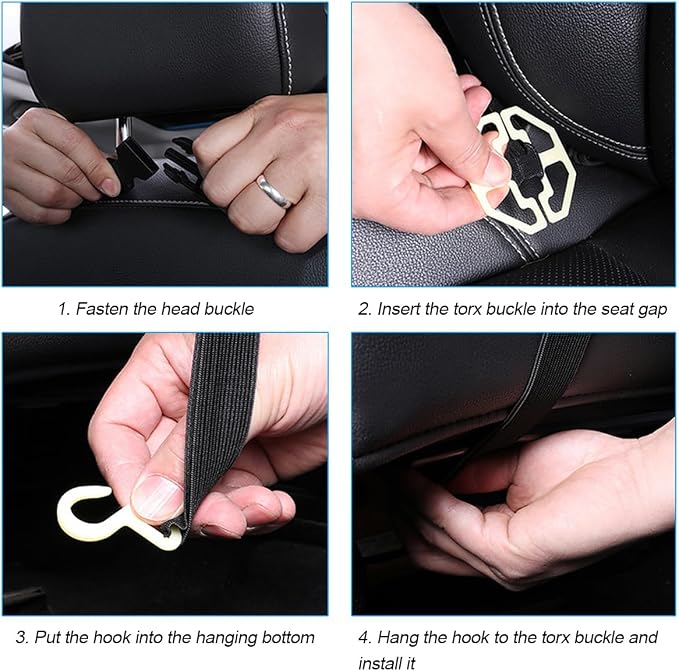 Leather Seat Back Organizer with Foldable Table Tray, Coffee | kick-mat function, rear-seat protective surface, multifunctional use, fits most cars SUVs and trucks, interior item - Image 3