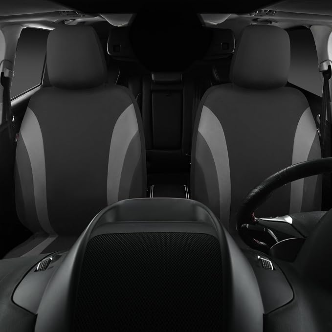 CAR PASS Line Rider Sporty Front Seat Covers,Gray Car Seat Covers Two Front Seats Only, Airbag Compatible,Universal Fit Sedans,Cars,Vans,SUV,Truck(Black and Gray) - Image 4