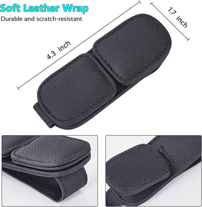 Visonx 2 Pieces Sunglass Holder for Car Visor Clip, Magnetic Leather Eyeglass Hanger Clip for Car, Square Car Visor Accessories (Black) - Image 6