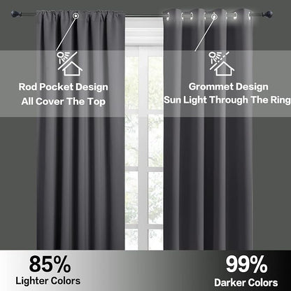 RYB HOME RV Curtains for Camper Windows, Mini Small Blackout Curtain Tiers | Thermal Insulated, Sunlight Heat Light Blocking, Privacy Portable Curtains for Travel Trailer, W34 x L24, Grey, 2 Panels - Image 5