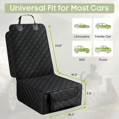 2 Pack Dog Car Seat Cover for Front Seat, Pet Car Seat Protector | Waterproof Scratchproof Non-Slip Captain Chair Cover, Full Protection with Side Flaps, Large Pocket, Fits Cars/Trucks/SUVs - Image 2