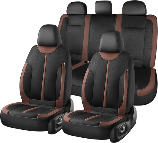 Seat Covers, Car Seat Covers Full Set, Black&Coffee Seat Covers for Cars 5 Seats, Breathable Car Seat Protector, Front and Rear Car Seat Cushion, Automotive Seat Covers Universal Fit for Most Cars SUV by FLORICH