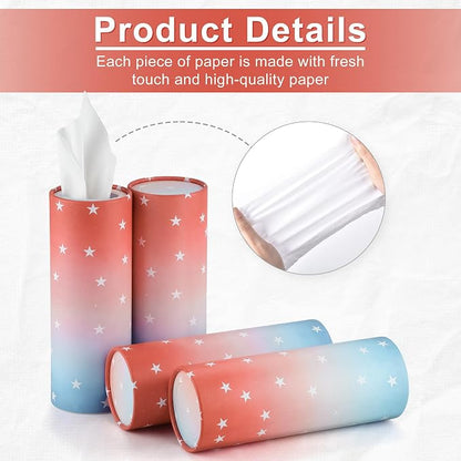 SINGARO Car Tissue Holder, 4 Pack Car Cup Holder Facial Tissues with Travel Tissue Bag, Quick and Convenient Flower Combination Box(4 Canisters/200 Tissues) American Flag - Image 3