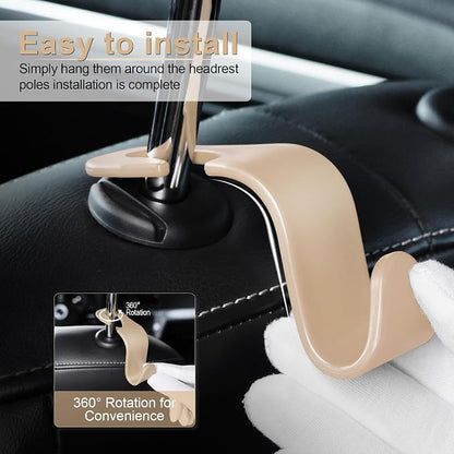 LivTee Car Seat Headrest Hook, Auto Seat Hook Hangers Storage Organizer Interior Accessories for Purse Coats Umbrellas Grocery Bags Handbag, 4-Pack - Image 4